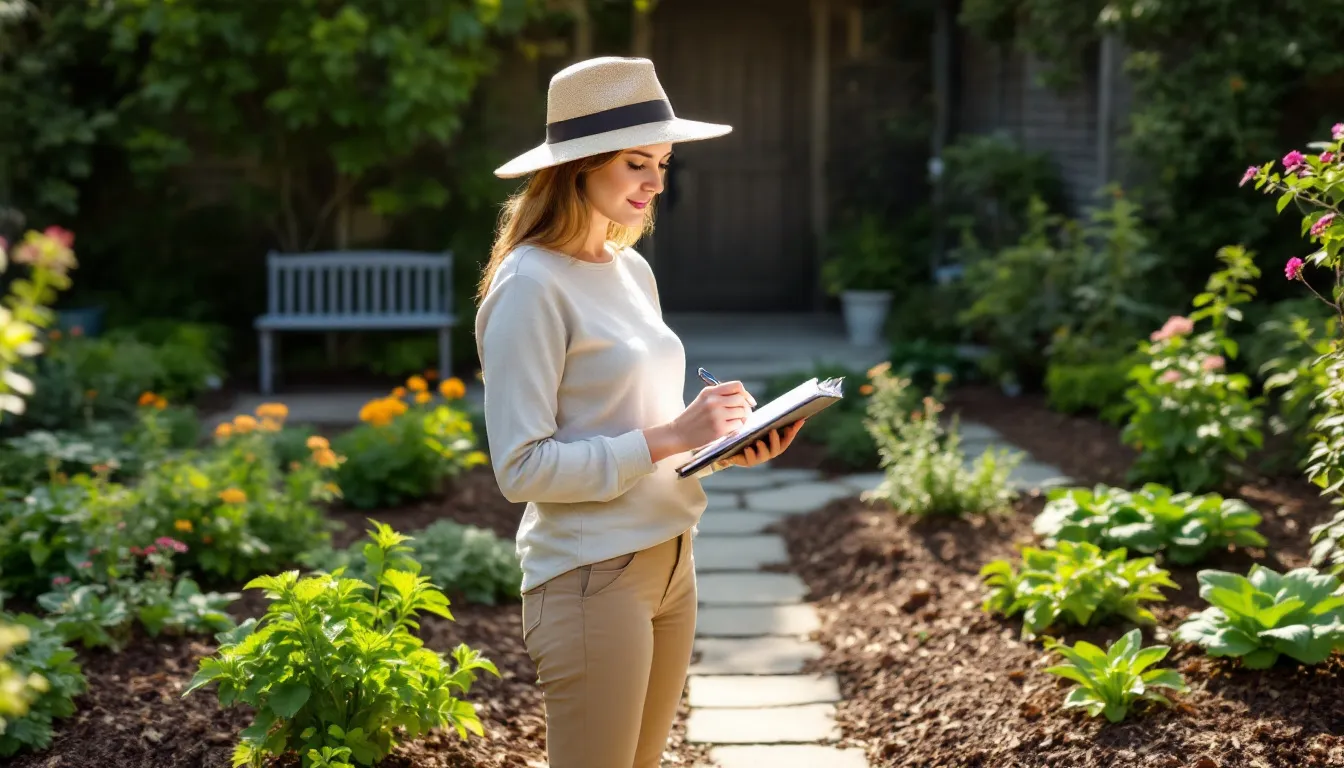 In the image, a gardener is thoughtfully examining various fertilizers and soil amendments, including organic compost and chemical fertilizers, to determine the best approach for promoting healthy plant growth in their garden beds. The scene emphasizes the importance of soil health and nutrient delivery for optimal root development and overall plant health.